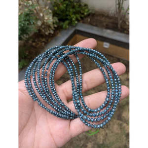 Perles de diamant bleu naturelles de 3-4 mm, facettées et rondes, pour la fabrication de bijoux avec des diamants en vrac - Product Image 3
