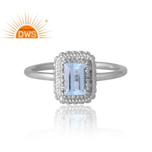 Anillo de piedras preciosas de Topacio Azul Natural Chapado en paladio de plata esterlina de último diseño, joyería personalizada para mujer, regalo para ella - Product Image 3