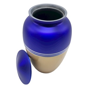 Urne de crémation adulte classique en or bleu Triband pour cendres humaines et animales urnes funéraires en métal enterrement souvenir décoratif Style américain - Product Image 2