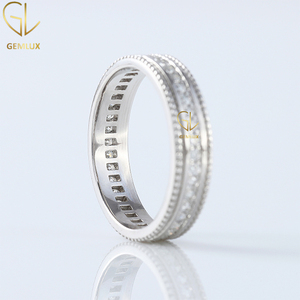 Elegante banda de eternidad anillo de mujer VVS1 claridad Labgrown corte redondo diamante 18K oro blanco Milgrain anillo de eternidad completo - Product Image 4