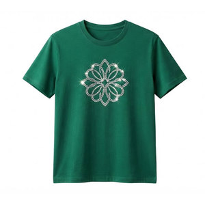 T-shirt décontracté pour homme à col rond et manches courtes, avec logo personnalisé en strass, design tendance, tissu respirant 100% coton, écologique, été - Product Image 1