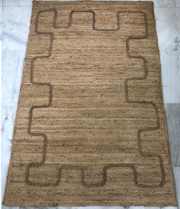 Luxury Handmade Jute Area Rug Unique Dual Textured Braided Hand Stitched Dhurrie <b>Round</b> Pattern <b>Carpet</b> for Indoor Use in Hotels - Product Image 4