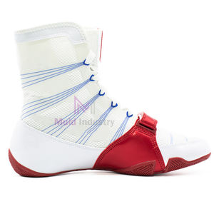 Fournisseur d'usine Chaussures de boxe pour hommes Chaussures de boxe de haute qualité à vendre Rouge/Blanc Chaussures de lutte professionnelles Créez votre propre logo - Product Image 5