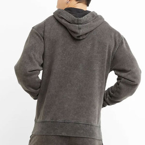 Pull à capuche vintage délavé à l'acide pour hommes, coton éponge français, motif imprimé solide, prix de gros, hiver à bas quantité minimale de commande - Product Image 3