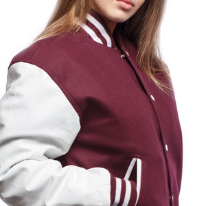 Blouson bomber universitaire pour femme en velours côtelé, peau de mouton, coupe-vent, respirant, imprimé, coton, à capuche, double boutonnage, hiver - Product Image 4