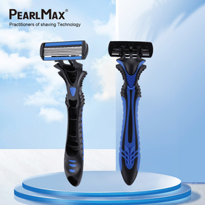 PearlMax Nuevas afeitadoras de seis hojas para hombres Maquinillas de afeitar corporales y faciales con tira lubricante y mango de goma plástica - Product Image 3