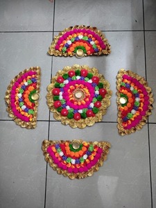 Tapis Rangoli décoratif T Light Bougeoir pour Ganpati Décoration Belle Kolam pour le sud de l'Inde Toile de fond de mariage - Product Image 4