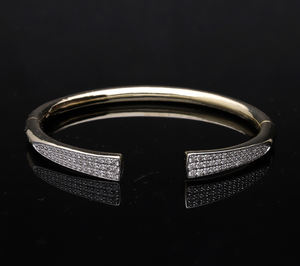 Elegant 14K <b>Rose</b> <b>Gold</b> Cuff <b>Bracelet</b> Modern Sophisticated Statement Natural Diamonds Pave Setting Diamond <b>Bracelets</b> Bangles - Product Image 4