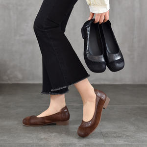 Ballerines et mocassins en cuir souple pour femmes, chaussures confortables à enfiler pour le bureau, la marche décontractée et le quotidien. - Product Image 3