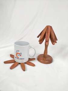 <b>Wooden</b> <b>Trivet</b> Set for Hot Dishes Beech Tree Shape Coasters 3-Piece Eco-Friendly 10mm Thick Mats from India sale - Product Image 5