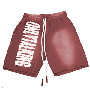 Adult <b>Men's</b> Acid Wash <b>Short</b> Sun Faded Cotton French Terry <b>Patch</b> Embroidery Distresses Acid Wash <b>Short</b> With Drawstring Waste - Product Image 1