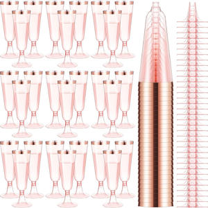 Flûtes à champagne jetables à bord doré, verres à pied en plastique pour cocktails, vin, <span class=keywords><strong>martini</strong></span>, gobelets de fête scintillants pour événements de mariage - Product Image 6