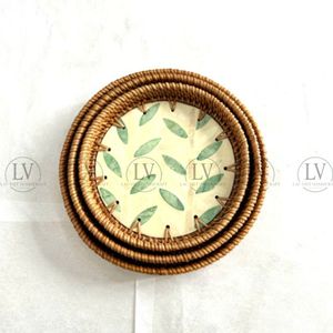 Plateau de service en rotin avec incrustation pour vadrouille Taille personnalisée pour le café de table et les articles de cuisine Vente en gros du Vietnam - Product Image 4