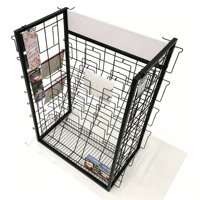 Étagère de présentation en fil métallique avec crochets, présentoir de comptoir noir à 5 niveaux pour cartes et accessoires de magasin de détail