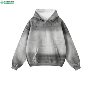 Sweat-shirts à capuche unisexe en coton épais 100% avec logo personnalisé, 500 GSM, grammage lourd, bas de coupe brut, imprimé, streetwear, molleton vierge, style français - Product Image 6