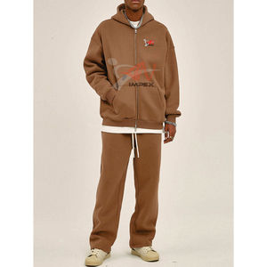 Ensemble de survêtement personnalisé en molleton uni pour homme et femme avec fermeture éclair, sweat-shirts et pantalons de jogging pour homme - Product Image 3