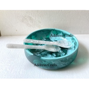 Bol à salade tourbillon blanc de qualité supérieure et ensemble de serveur outils de service de table en résine moderne pour les fêtes bols de cuisine de dernière conception - Product Image 1