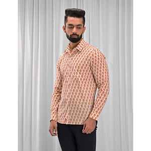 100% Cotton Printed Casual <b>Shirt</b> for Men Stand Collar with Full Sleeves Floral <b>Patchwork</b> Pattern Poplin Oxford Fabric ODM Supply - Product Image 5