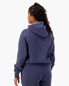 Sweat à capuche oversize en coton 100% avec logo personnalisé, lavage à l'acide, manches longues, streetwear, sweat à capuche pour homme et femme - Product Image 3