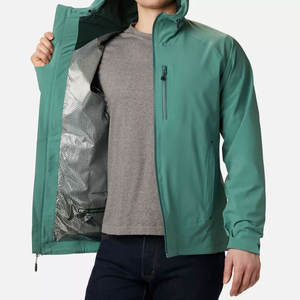 Veste de pluie en toile pour homme, imperméable, à capuche, pour la randonnée, couleur vert émeraude |   Sac technique multi-poches d'extérieur avec fermeture éclair - Product Image 3