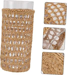 Élégant manchon de paille léger décoratif en verre tissé tasse porte-paille accessoires de boissons ajustement verre verres promotionnels - Product Image 3