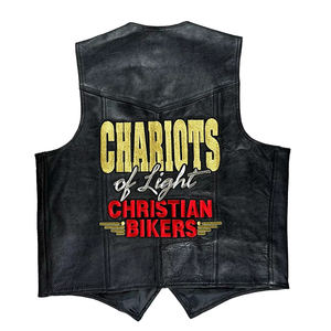 Vintage Leather <b>Vest</b> <b>Men</b> <b>Black</b> Christian Biker Patches Embroidery Moto Top Quality Custom Made New Style 2025 Customized <b>Vests</b> - Product Image 2