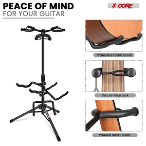 5 Core <b>Guitar</b> Stand Adjustable Triple <b>Guitars</b> Stands Floor w Neck Holder for Acoustic Electric Bass - Product Image 2