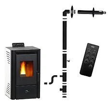 Poêle à granulés de bois moderne autoportant 8KW en acier avec télécommande pour chauffage intérieur et utilisation en salon - Product Image 5