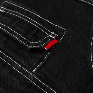 Veste en jean personnalisée Flyingkick Enterprises bleu délavé 2025 avec surpiqûres contrastées pour homme, lavage vintage noir, style urbain, hiver - Product Image 6