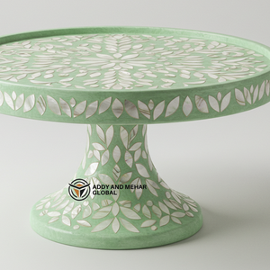 แท่นวางเค้กแบบฝังไม้ถูพื้นสีเขียวทำด้วยมือสำหรับวางเค้กและขนมหวาน - Product Image 4