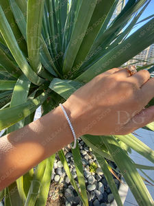 Pulsera de tenis de diamantes de 3.5 quilates chapada en oro macizo de 14K, con engaste de garra geométrico clásico, hecha a mano para fiestas - Product Image 6