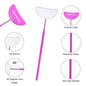 Half Moon Shape Pink Mirror Grafting Tools <b>Eyelash</b> Extension Mirror Check Hand Held Stainless Steel Lash Mirrors by Bahasa Pro - Product Image 4