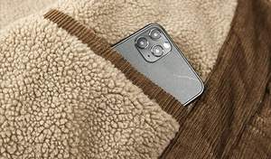 Vestes de camionneur vintage 100% coton pour hommes manteau d'hiver épais doublé en velours côtelé Denim revers boutonné Sherpa - Product Image 3