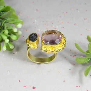 แหวนเงินรูปเบาะ925สีชมพูอเมทิสต์อัญมณีหลวม - Product Image 2