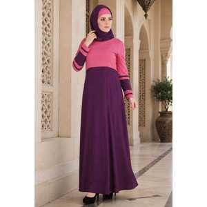 Abaya Noreen Modeste en Rayonne Rose et Violet, Taille Naturelle, Design Respirant - Product Image 1