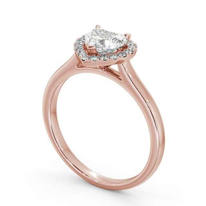 Bague de fiançailles tendance en or rose 14 carats avec diamant CVD de laboratoire en forme de cœur et halo, certifiée GIA, bijoux de créateur - Product Image 4