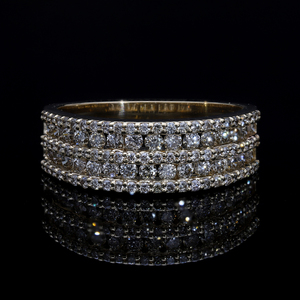 Luxueux 14K or jaune audacieux étincelant à cinq rangées pavé de diamants naturels bague de déclaration sophistiquée - Product Image 6
