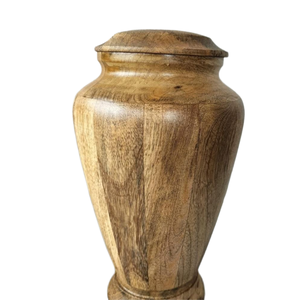 Handcrafted Wooden Cremation <b>Urn</b> with Smooth Rounded Shape Natural Wood Grain Finish Secure Lid - Product Image 4