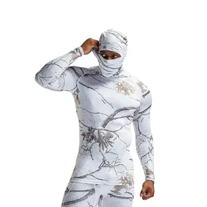 White Jungle Camouflage Customized Special Design Breathable Gym workout Compression shirts High quality MMA Rashguards ski Mask