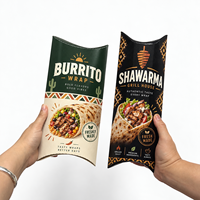 Emballage personnalisé en boîte à oreiller en papier imprimé pour shawarma, kebab, gyros, doner, plats à emporter