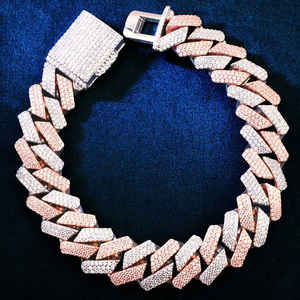 Blanco hielo oro rosa VS1 moissanita corte diamante Hip Hop cubano enlace pulsera Unisex rodio boda 925 plata esterlina - Product Image 6