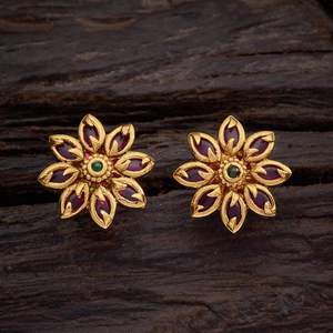 Antique Style Religious <b>Stud</b> 140634 Flower Shape Zircon Diamond <b>Turquoise</b> Pearl Bezel Set for Parties Made Brass Zinc Alloy - Product Image 1