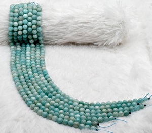 Perles rondes en amazonite naturelle de 8 mm, pierres précieuses de guérison pour la fabrication de bijoux, méditation - Product Image 2