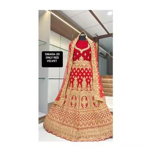 Lehenga Choli de terciopelo de alta calidad con bordado, accesorios de ropa india y pakistaní para novias, cantidad a granel disponible - Product Image 2