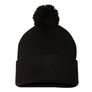 Topi Beanie Pom rajut bola rajut uniseks, topi baret Ski musim dingin