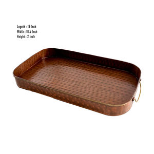 Plateau de service décoratif en cuivre martelé, best-seller |   Plateau de service pour cuisine et salle à manger au meilleur prix de gros - Product Image 4
