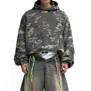 Fabricants de vêtements personnalisés OEM Streetwear vintage 100% sweat à capuche camouflage brodé de haute qualité pour hommes - Product Image 2