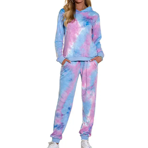 High Quality Customizable Breathable Eco-Friendly Hooded Fitness Wear <b>Tie</b> <b>Dye</b> Tracksuit Women OEM Wholesale Casual Street Wear - Product Image 6