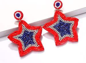 USA Pickleball Paddle Design Artisanat Perlé Jour de Jeu Broderie Dangle Boucles D'oreilles Unique Et Bijoux Par Hiba Enterprises - Product Image 3