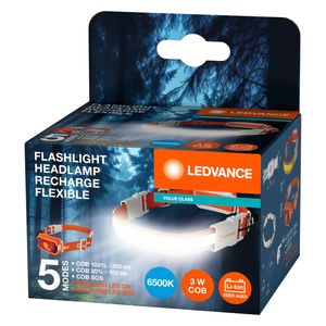 Lampada frontale ricaricabile a LED COB con modalità luce rossa 3W 6500K 300Lm (Ledvance 175886) - Product Image 2